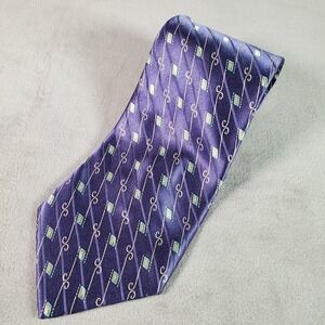Valentino Cravatte Tie Mens Purple Stripe Geometric Silk Italy Designer Luxury